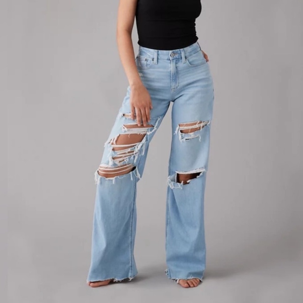 AE Stretch Curvy Super High-Rise Baggy Wide Leg Jeans